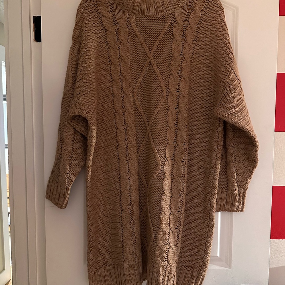 Anthropologie Tan Cable Knit Sweater Dress